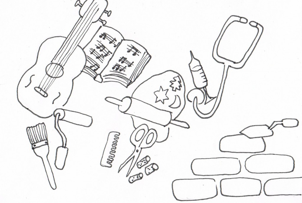 berufe Verschiedene Materialien, die für verschiedene Berufe benötigt werden