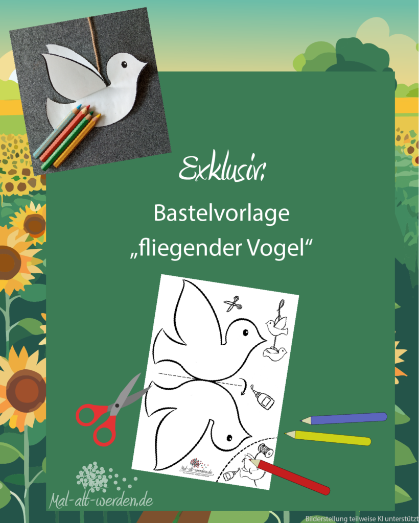  Exklusiv: Bastelvorlage “fliegender Vogel” Bildidee 