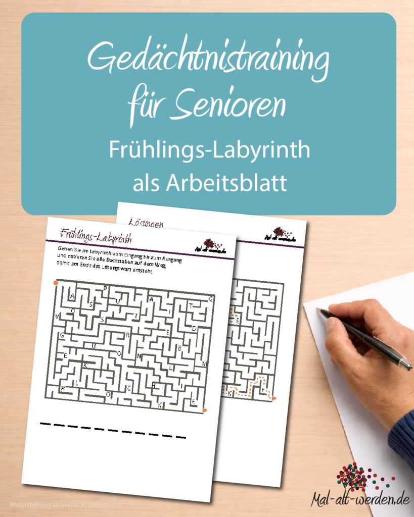 Gedächtnistraining für Senioren: Frühlings-Labyrinth als Arbeitsblatt