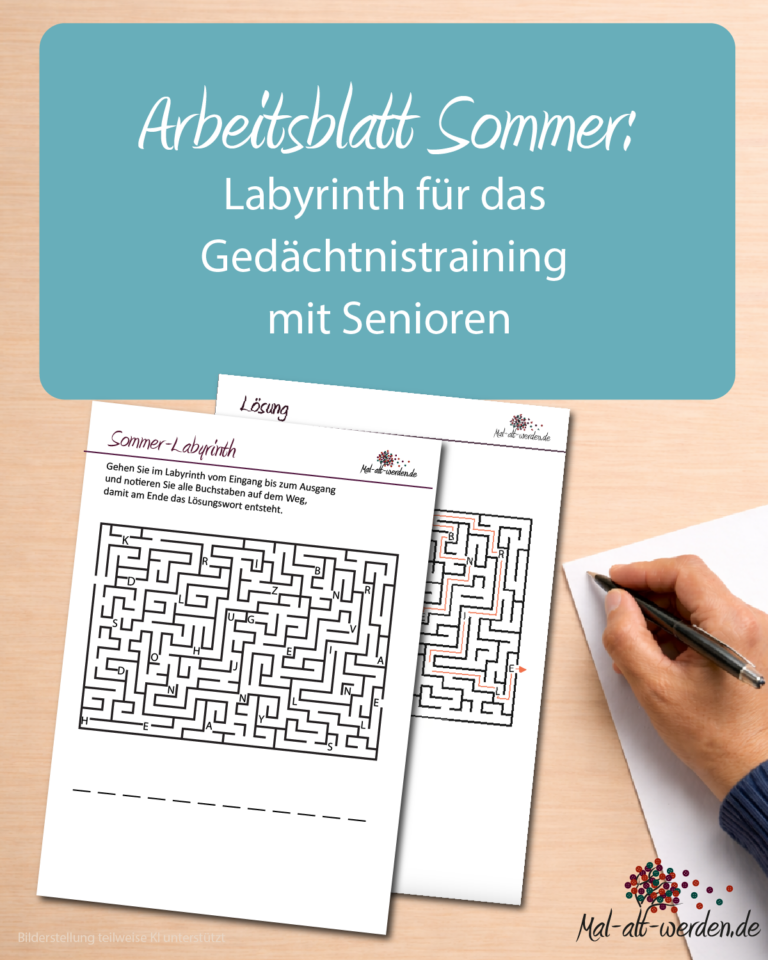 Arbeitsblatt Sommer: Labyrinth für das Gedächtnistraining mit Senioren