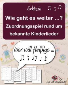 Exklusiv: Zuordnungsspiel rund um bekannte Kinderlieder – Wie geht es weiter…?